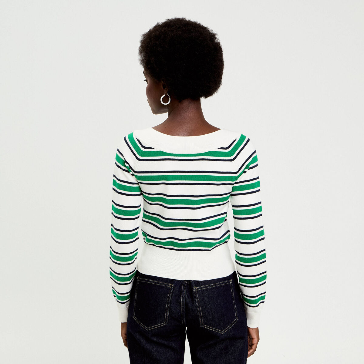 Cardigan manches longues encolure bateau vert femme