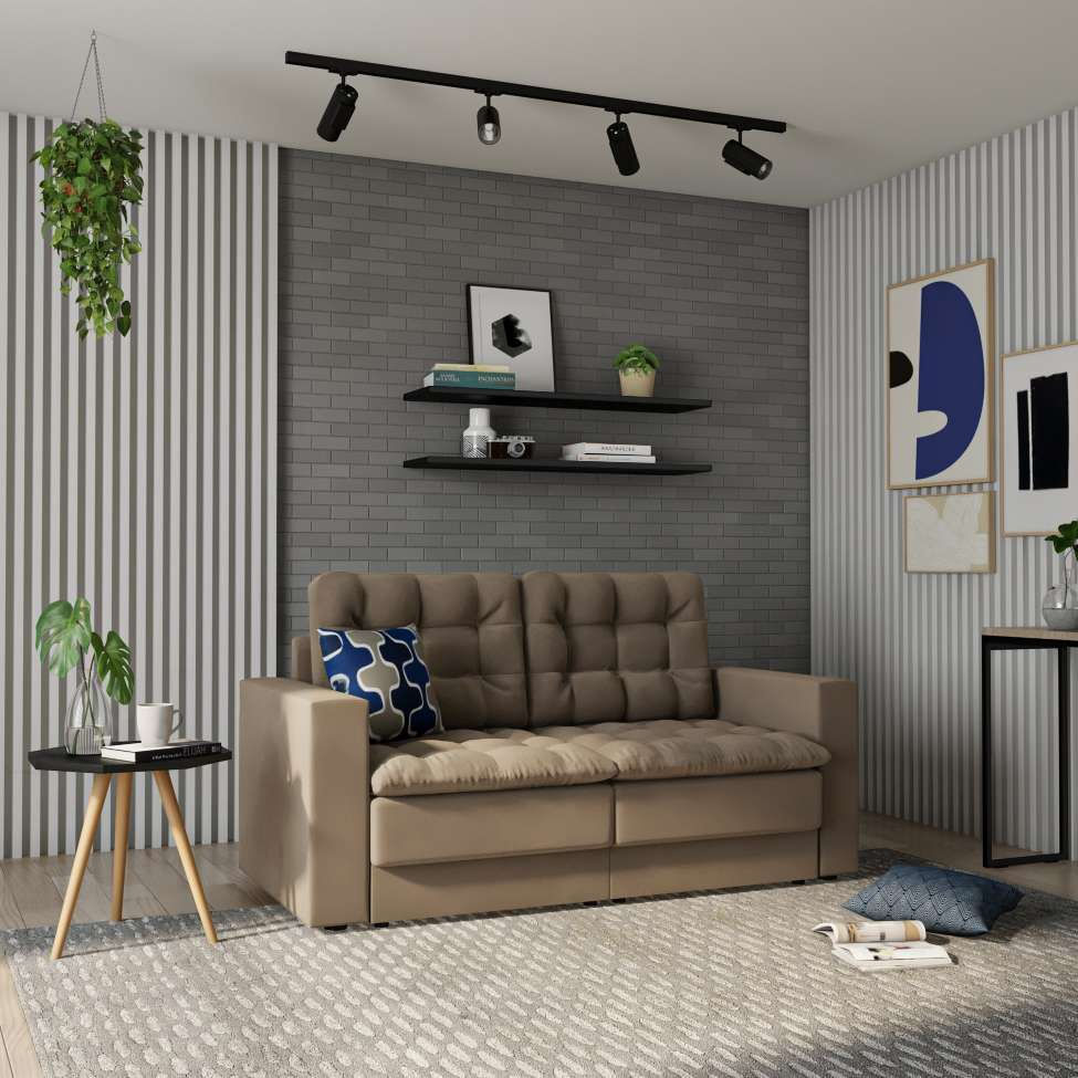 Sofá 3 Lugares Retrátil Hamburgo Suede Bege em Promoção | Ofertas na Americanas