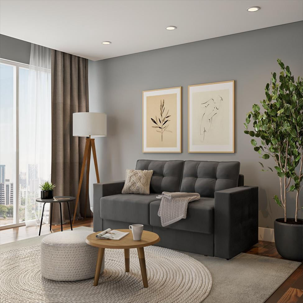 Sofá 3 Lugares Retrátil Essen Suede Grafite 180 cm em Promoção | Ofertas na Americanas