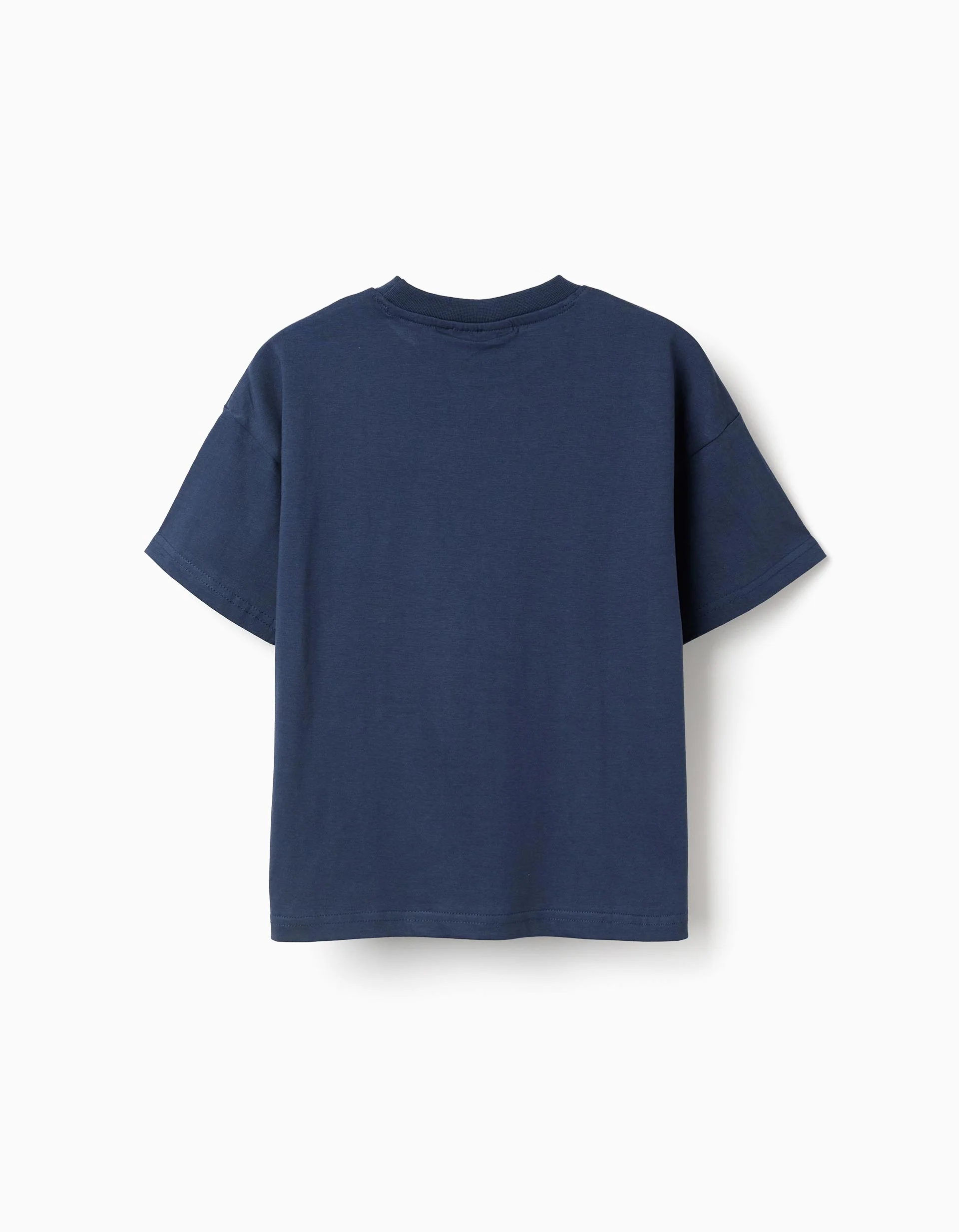Cotton T-shirt with Pikachu front print for boys, dark blue