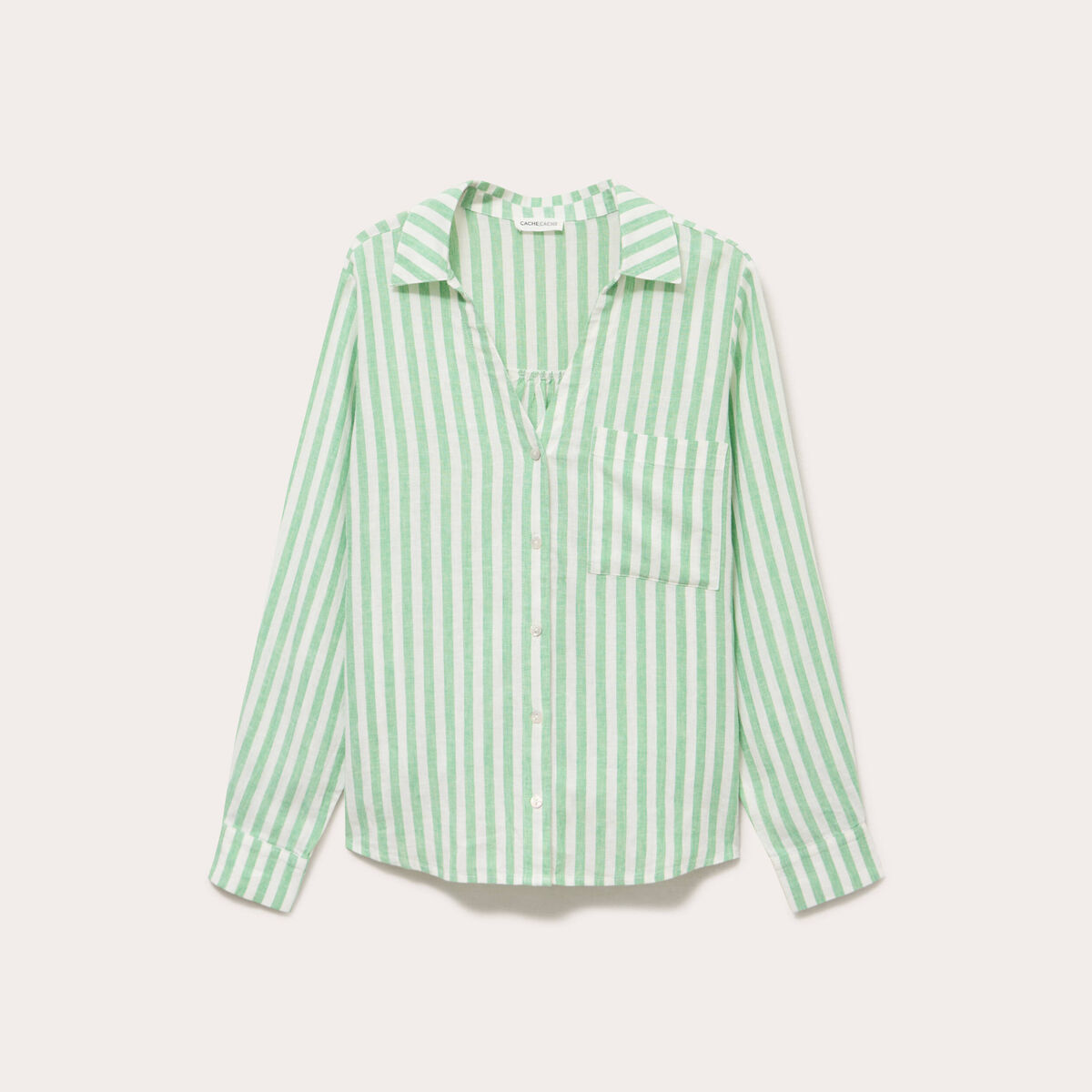 Chemise col classique manches longues vert femme