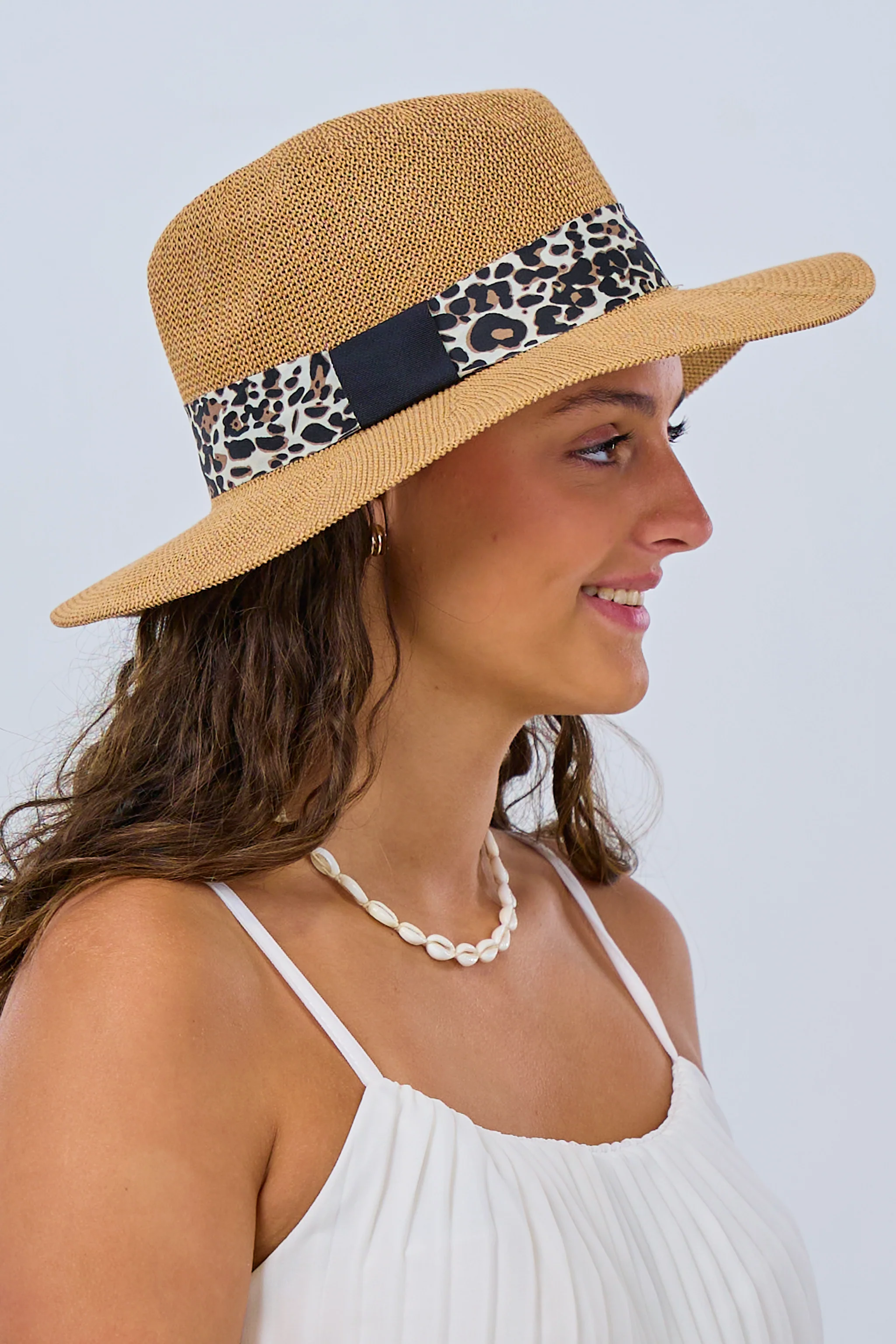 Hut mit Leo-Band, hellbraun-leo