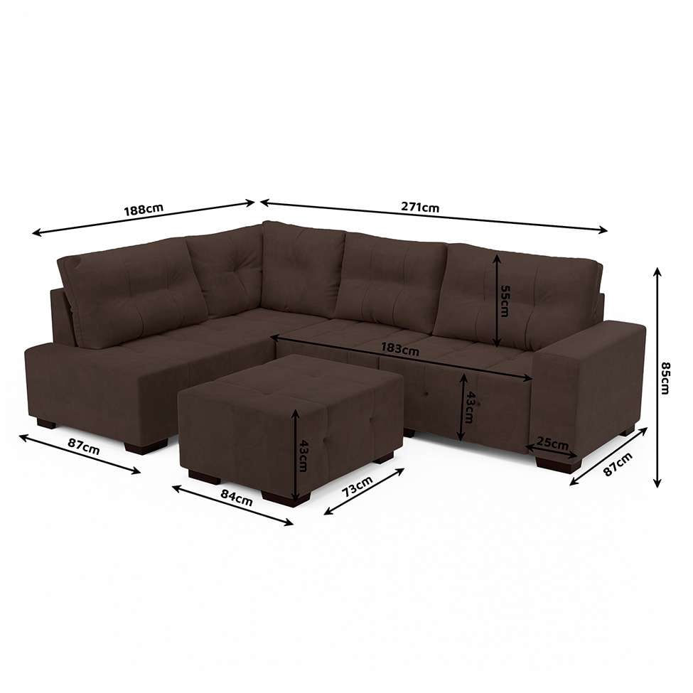 Sofá de Canto 8 Lugares Ipanema Suede Café em Promoção | Ofertas na Americanas