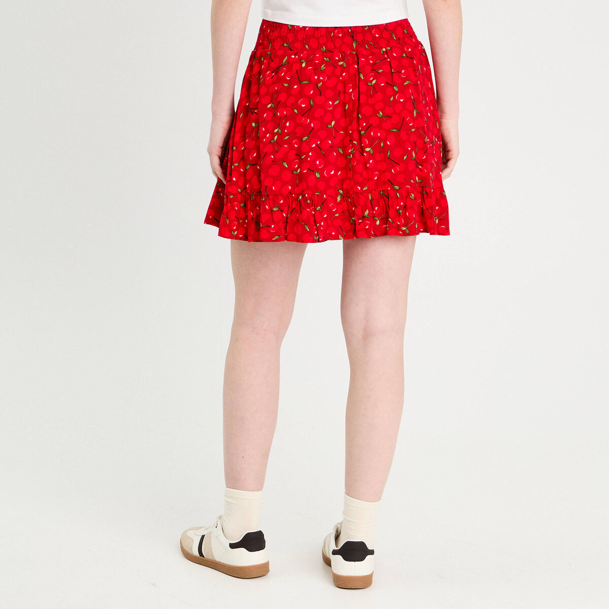 Jupe-short évasée rouge femme