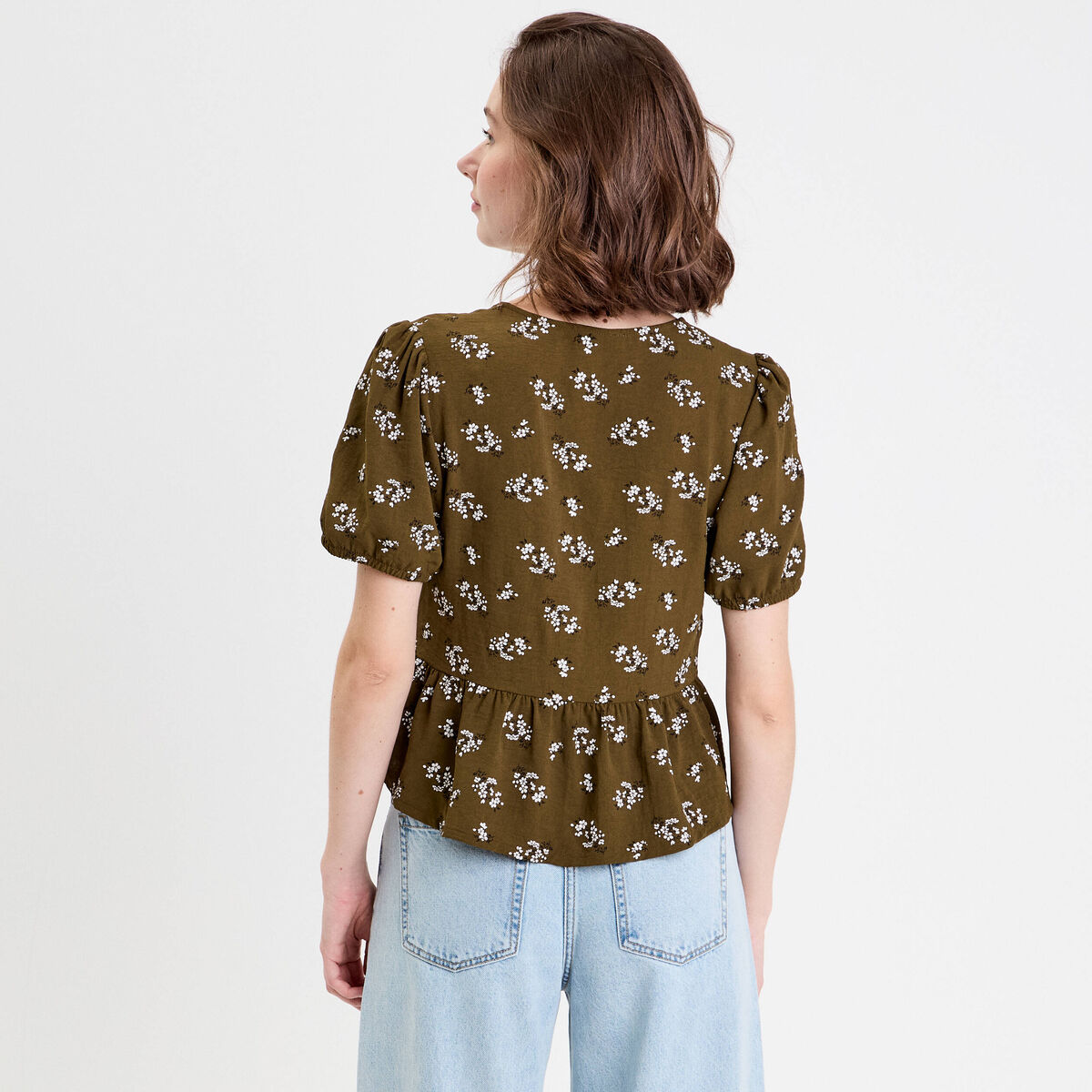 Blouse noeuds devant vert kaki femme