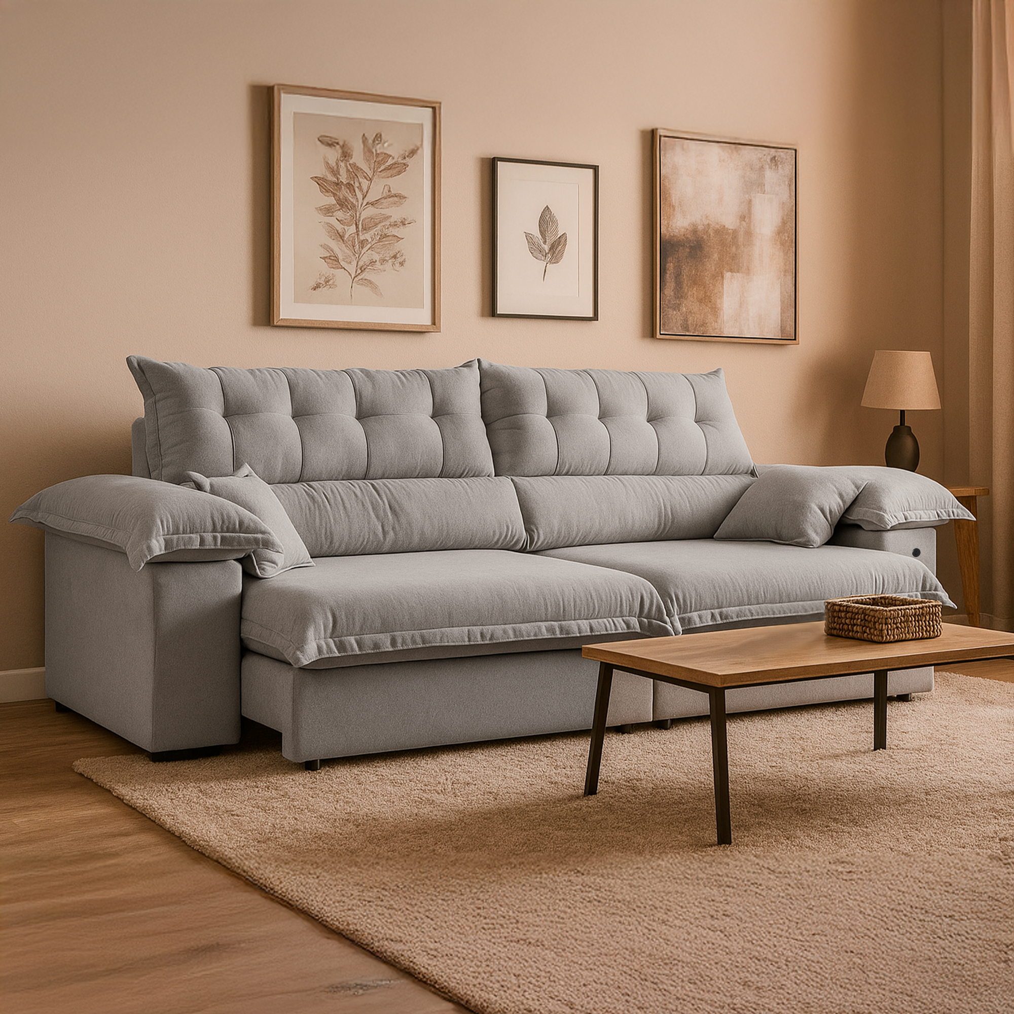 Sofá Retrátil e Reclinável 3 Lugares 240cm Boucle Ravena