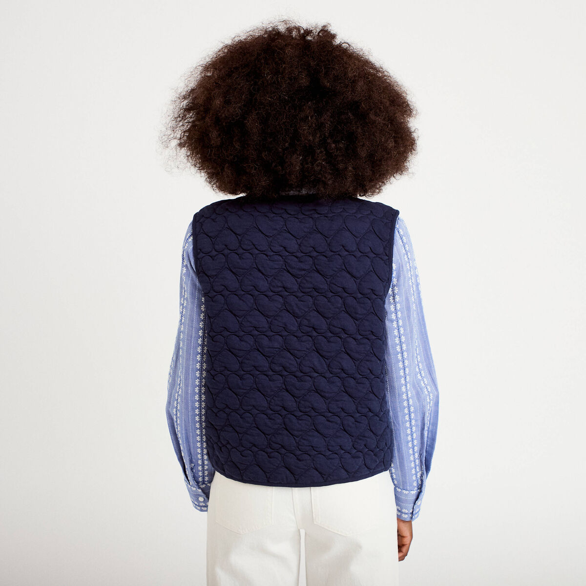 Gilet matelassé sans manches bleu marine femme