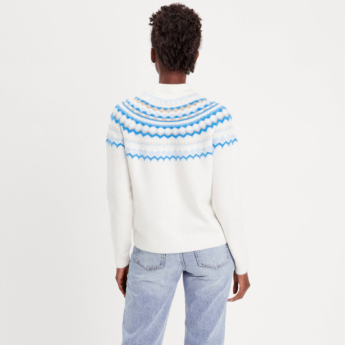 Pull col montant ecru femme