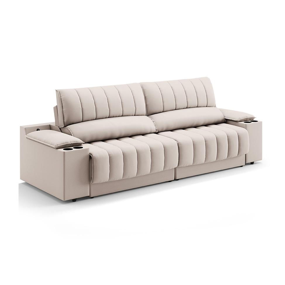 Sofá 3 Lugares Retrátil e Reclinável Murano com Porta-Copos Velosuede Areia 230 cm em Promoção | Ofertas na Americanas