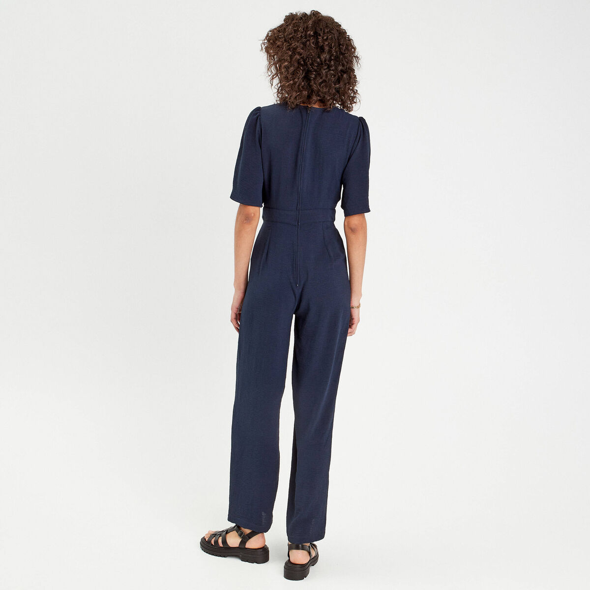Combinaison pantalon nouée bleu marine femme