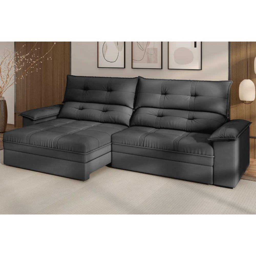 Sofá 4 Lugares Retrátil e Reclinável Everest Veludo Slim Titânio 260 cm