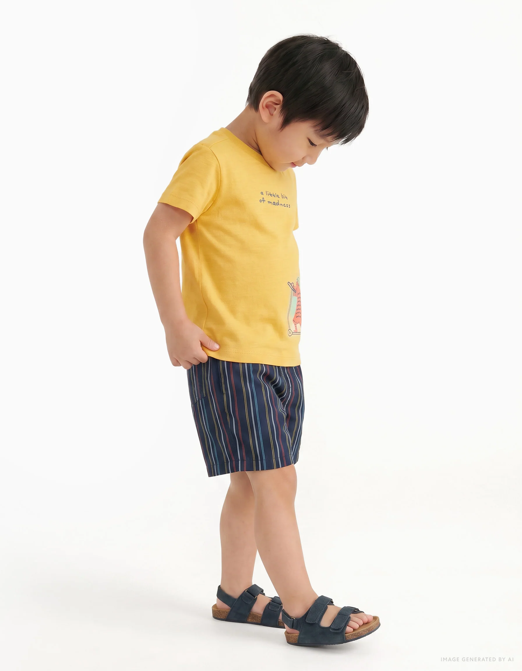 Striped swim shorts with drawstring for baby boys, multicolour