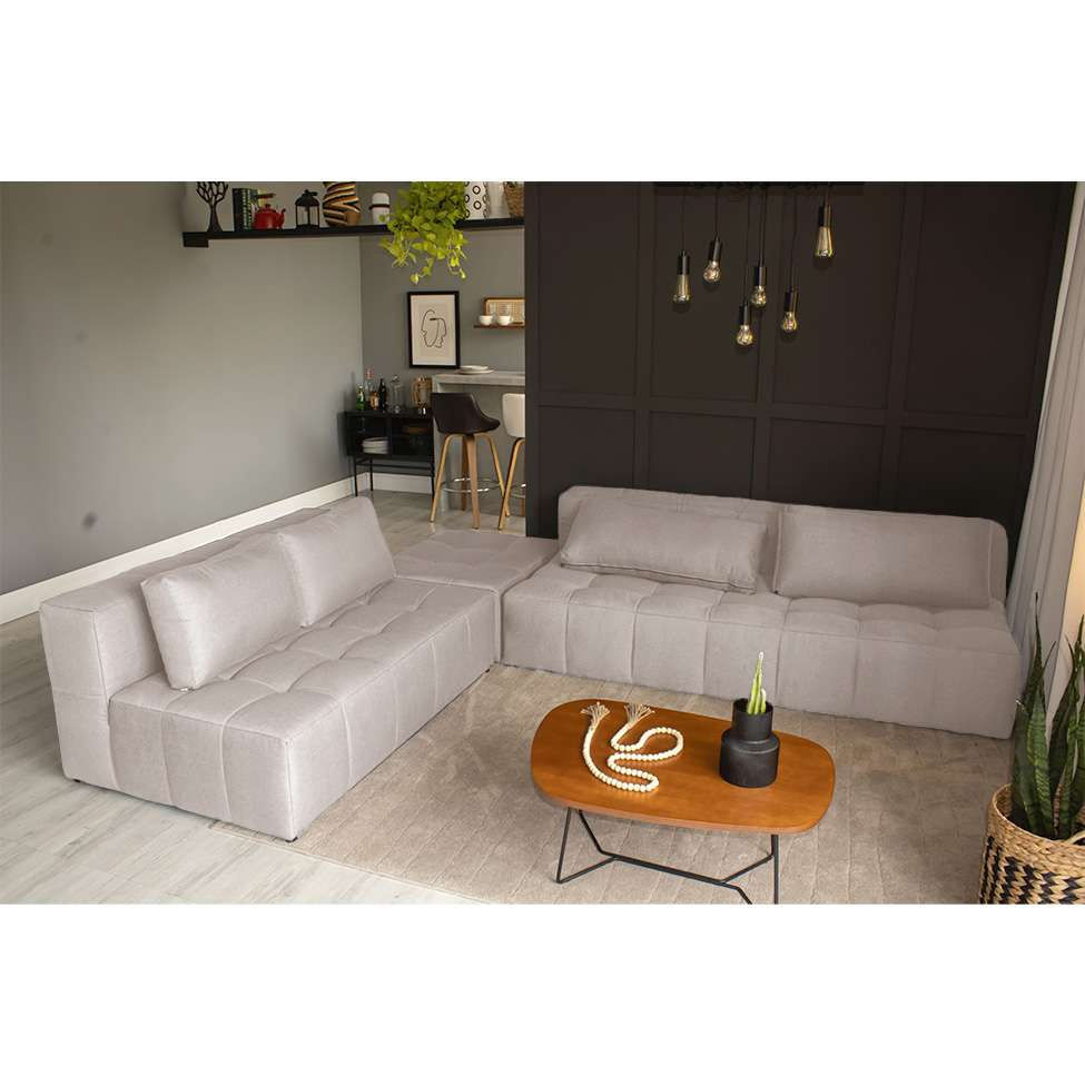 Sofá Modular 2 e 3 Lugares com Puff Soho Linho Cru em Promoção | Ofertas na Americanas