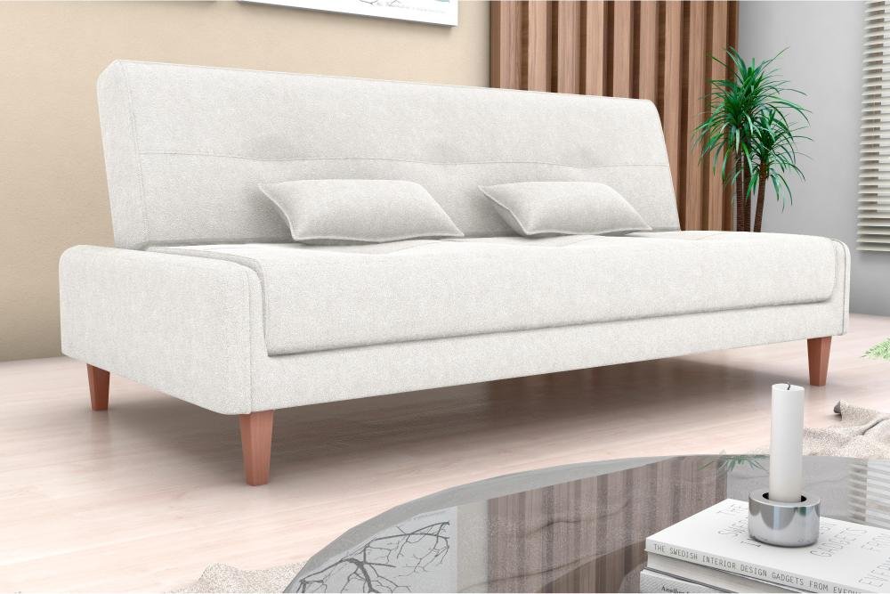 Sofá Cama Blanca 3 Lugares Sala Premium Boucle Bege Matrix