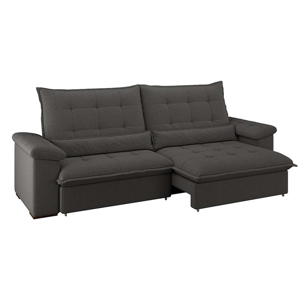 Sofá 4 Lugares Retrátil e Reclinável Módena Molas Ensacadas Linho Grafite em Promoção | Ofertas na Americanas