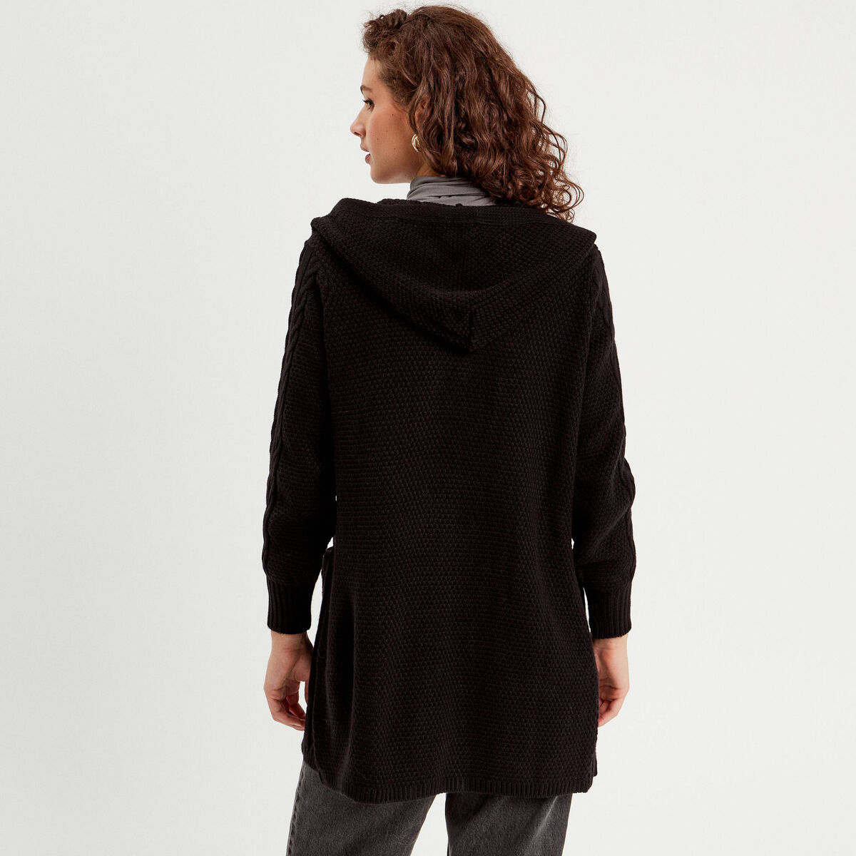 Gilet manches longues noir femme