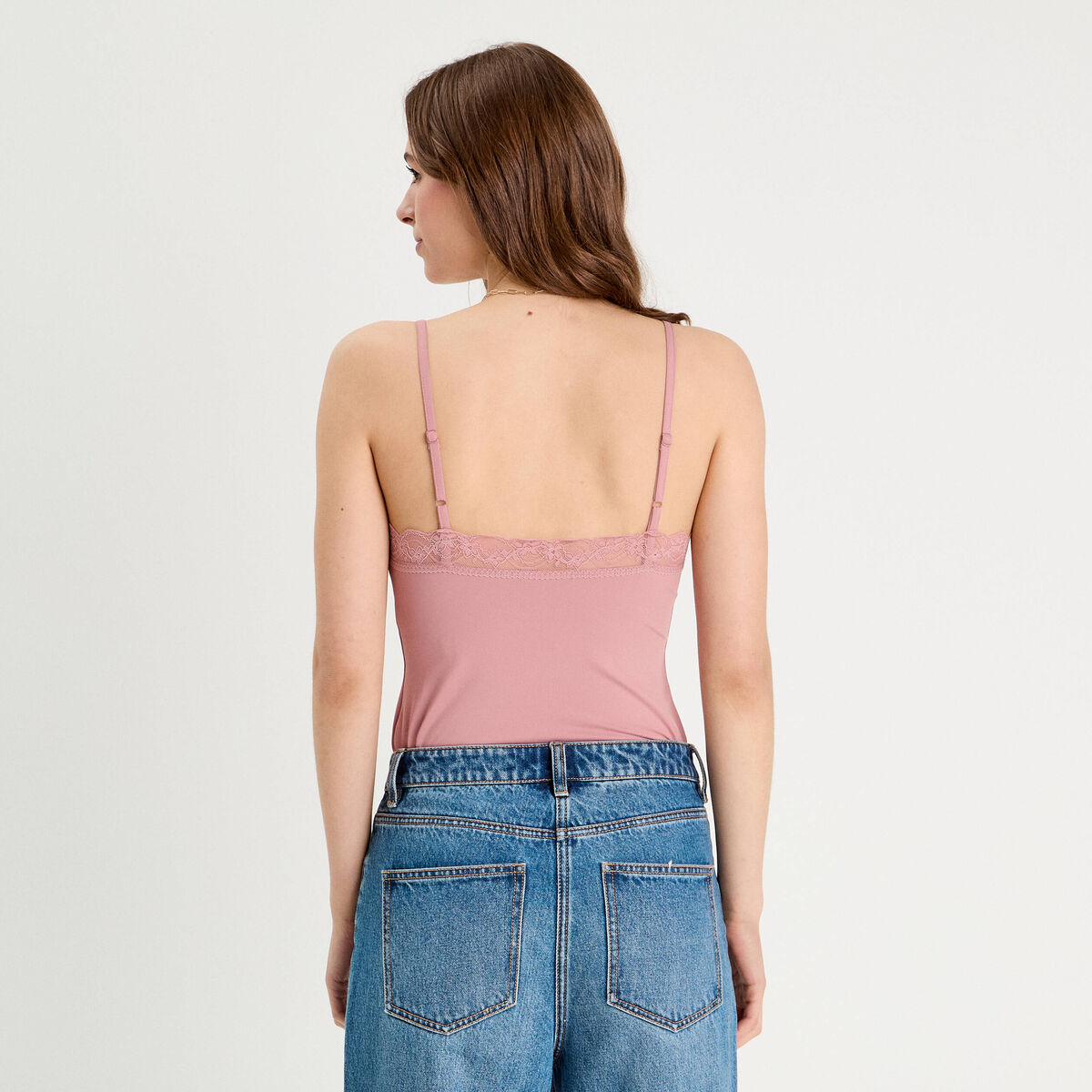 Body avec dentelle vieux rose femme