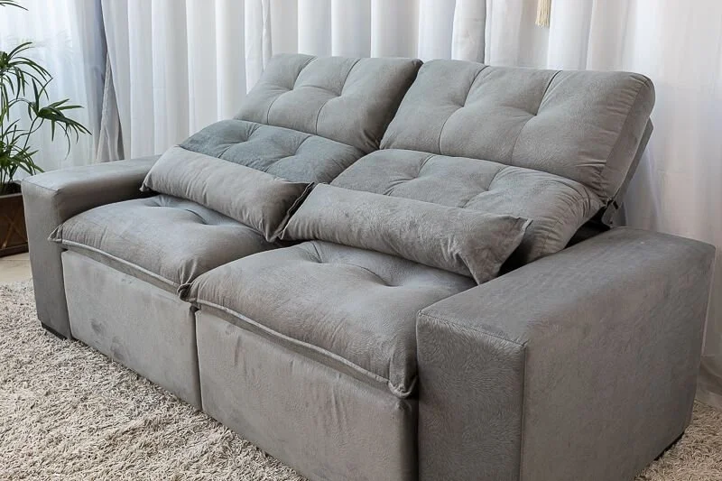 Sofá Retrátil e Reclinável 1,50m em Tecido Suede Cinza