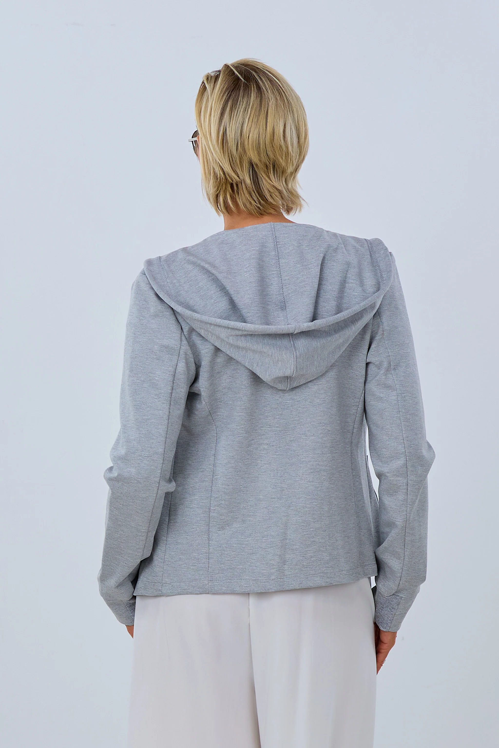 kurzer Kapuzenblazer, grau