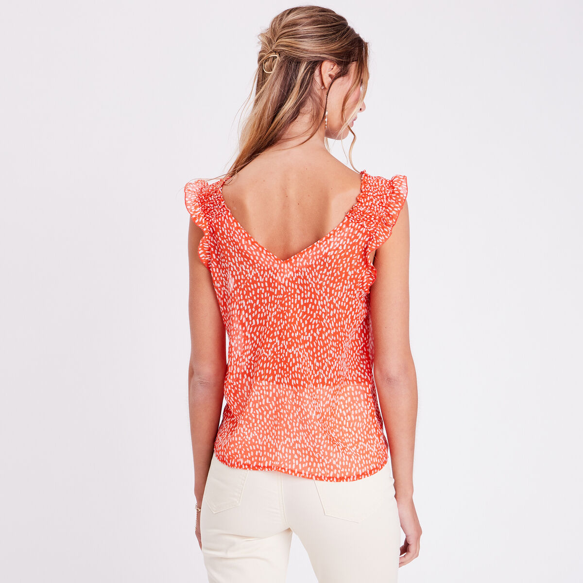 Blouse sans manches rouge femme