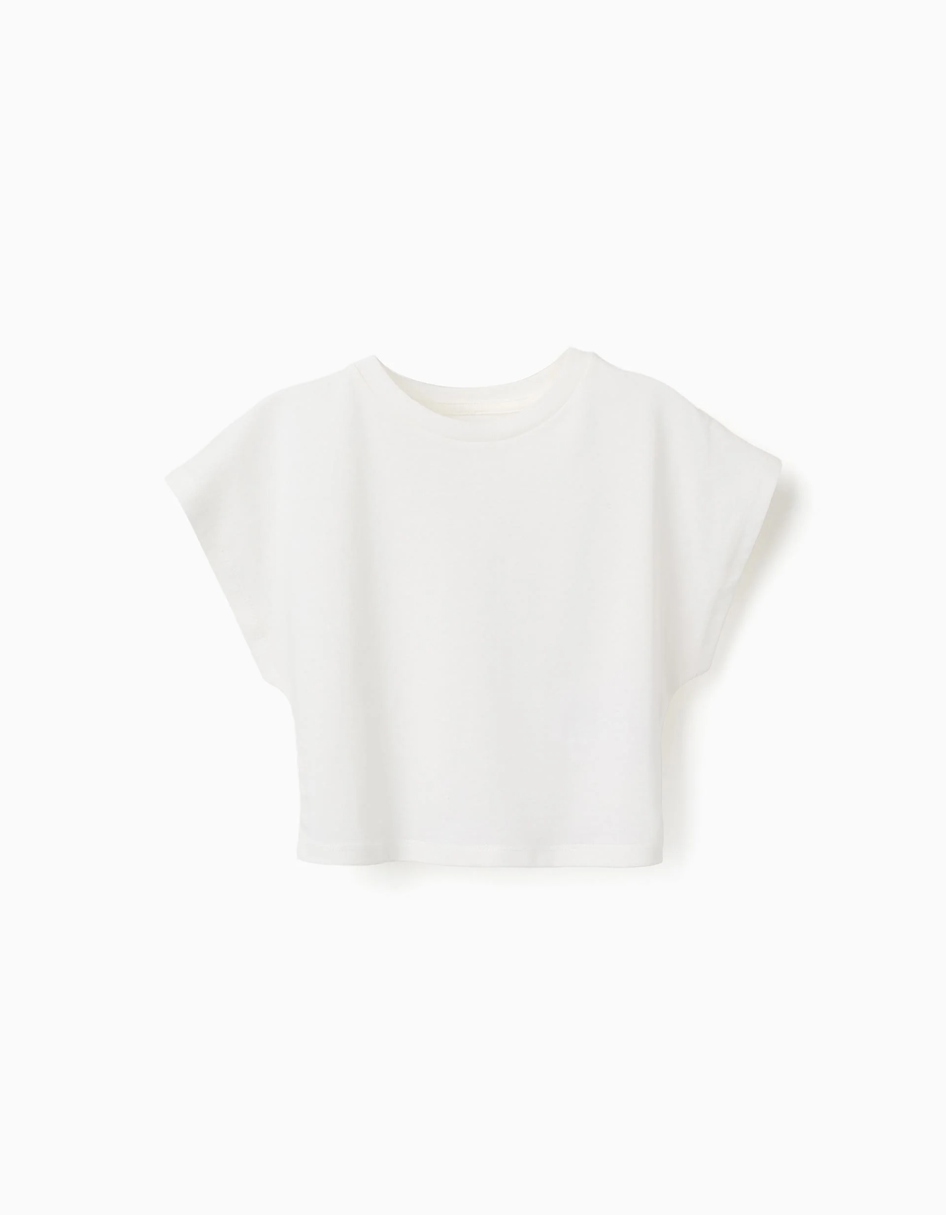 Cropped cotton T-shirt for girls, white