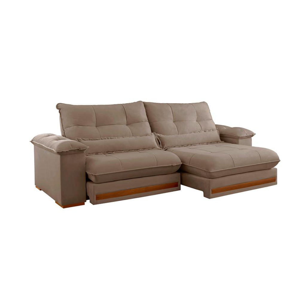 Sofá 4 Lugares Retrátil e Reclinável Qatar Veludo Marrom 280 cm