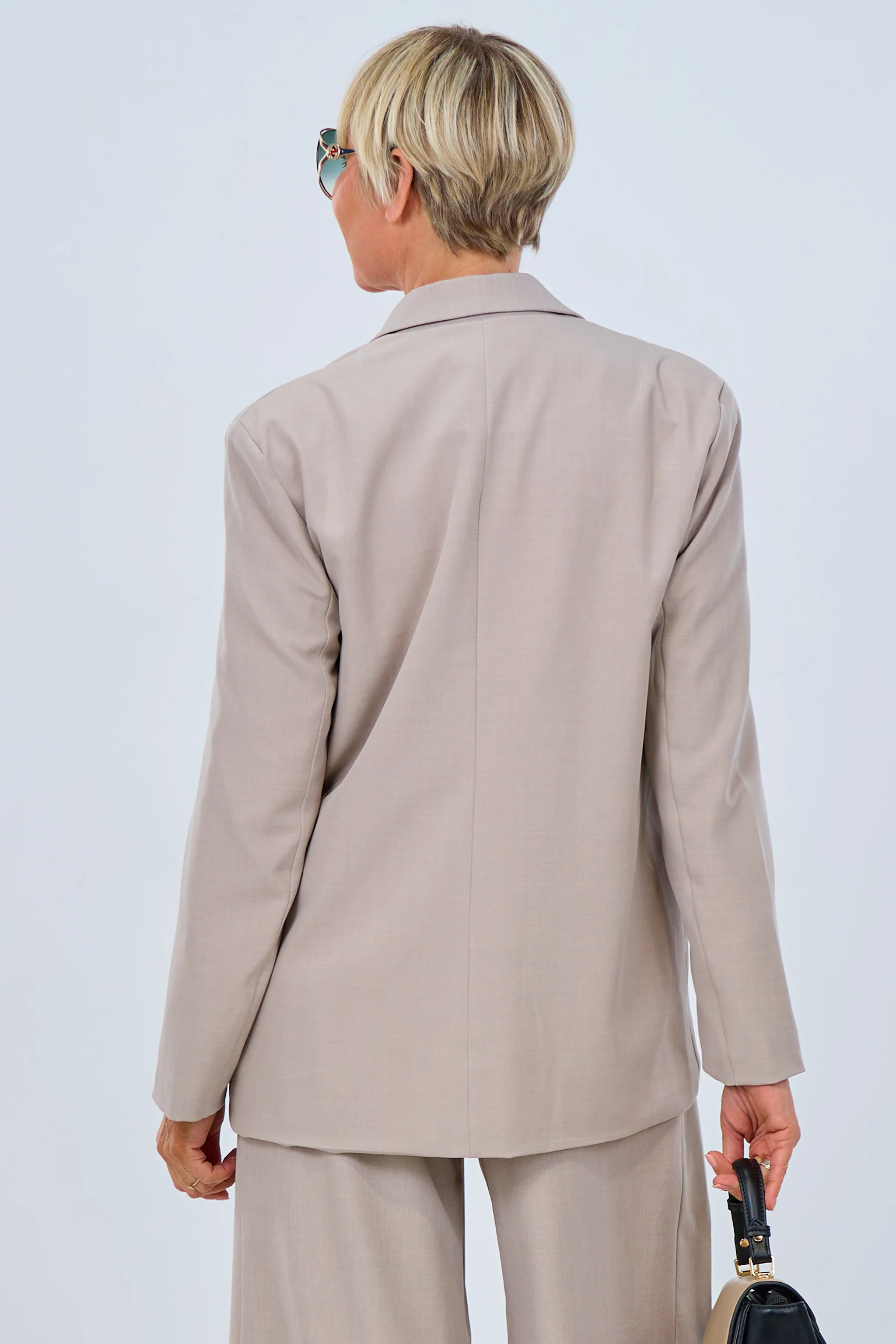 Langer 2-reihiger Blazer, stein