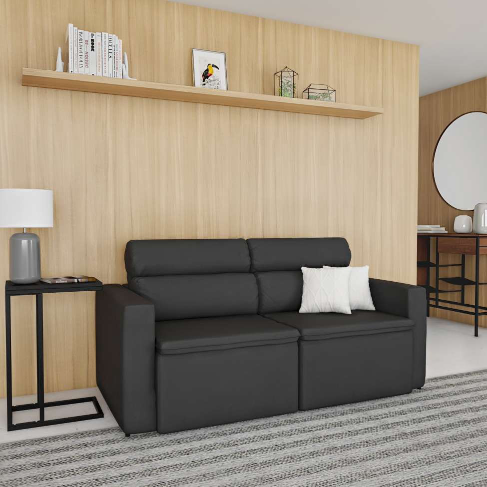 Sofá 3 Lugares Retrátil e Reclinavél Rostock Suede Grafite 180 cm em Promoção | Ofertas na Americanas