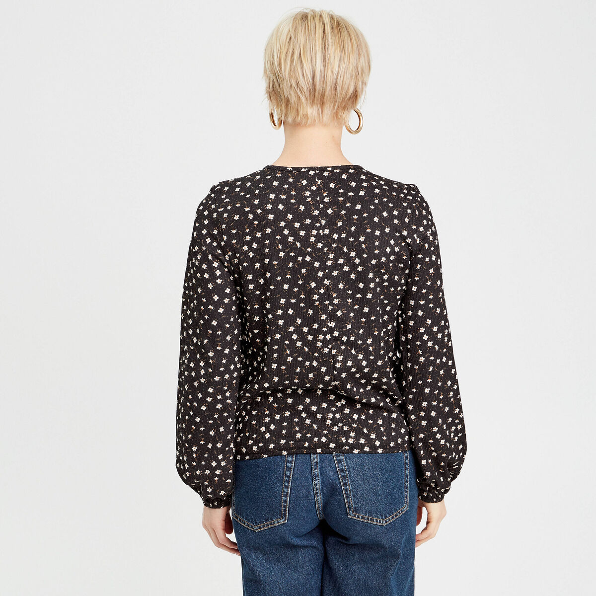 Blouse manches longues noir femme