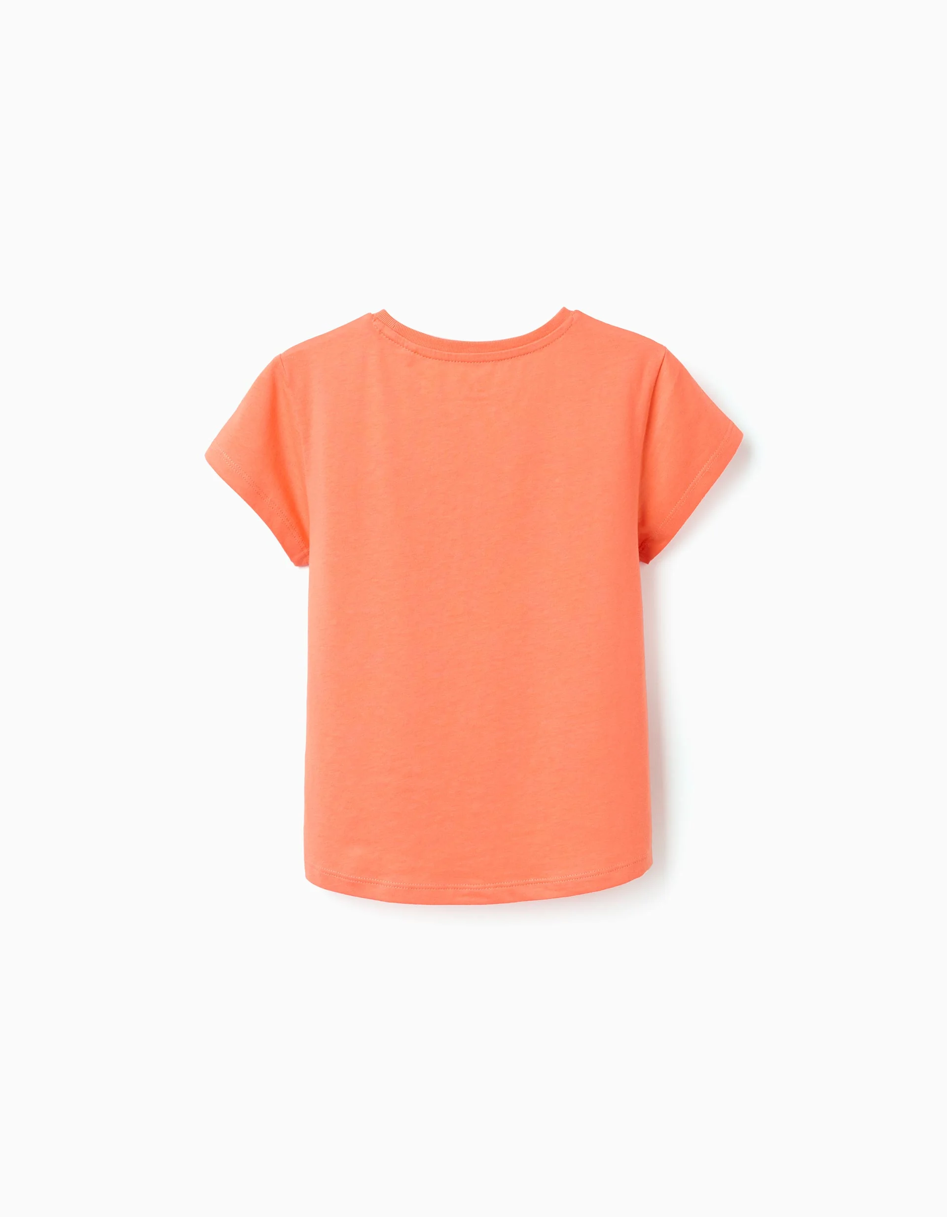 Pack of 2 cotton T-shirts with palm tree prints for girls, white/orange