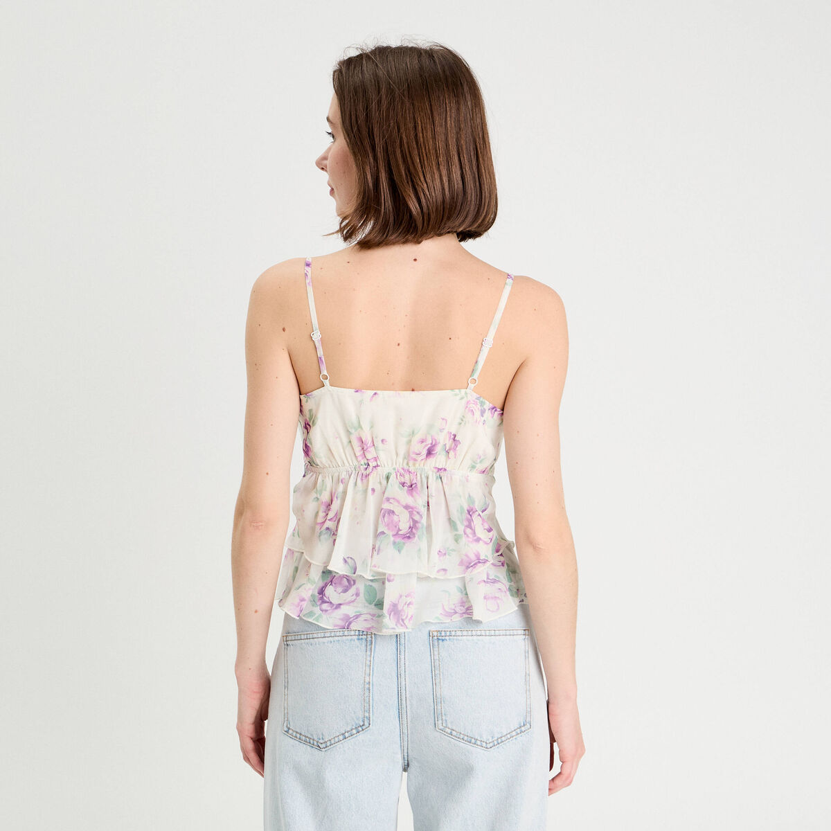 Caraco bretelles fines blanc femme