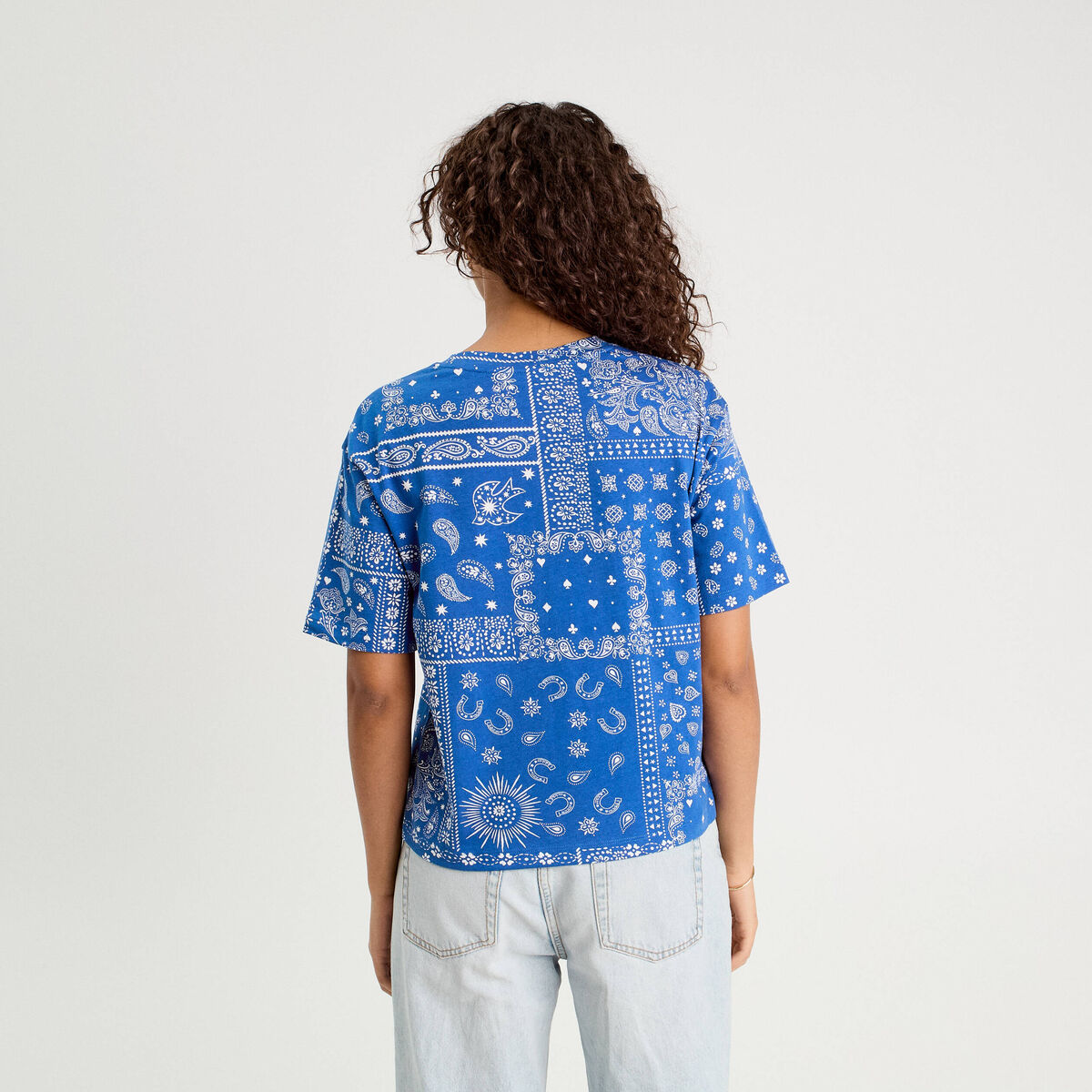 T-shirt manches courtes bleu femme