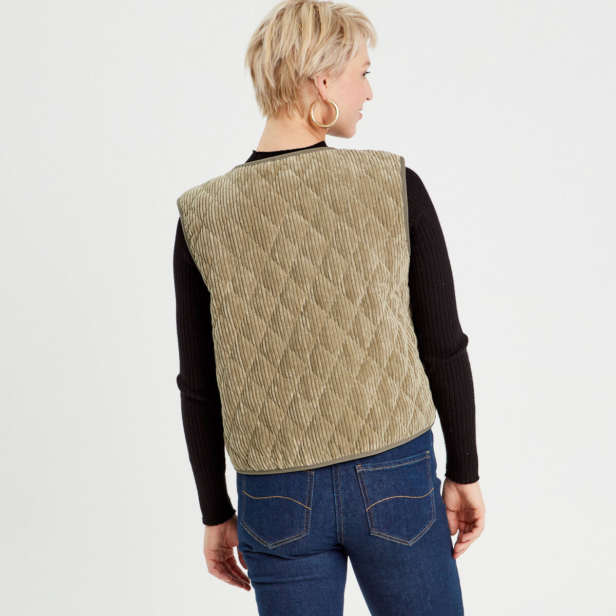 Gilet sans manches velours vert femme