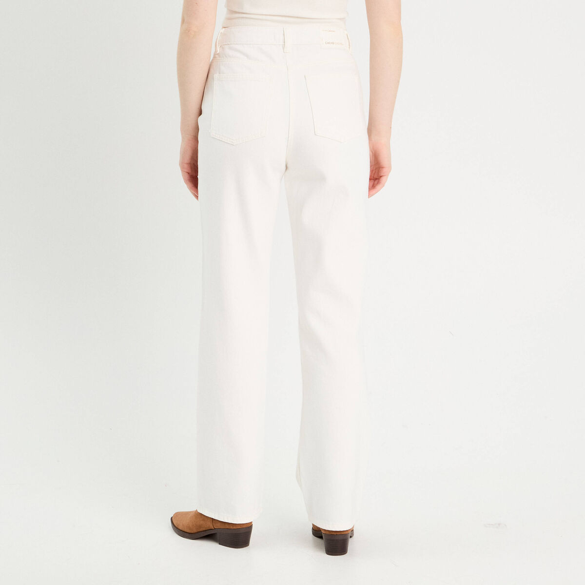 Jeans droit 5 poches ecru femme