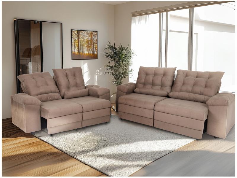 Conjunto de Sofás 2 e 3 lugares Retrátil Reclinável Suede Phormatta Colômbia SMP
