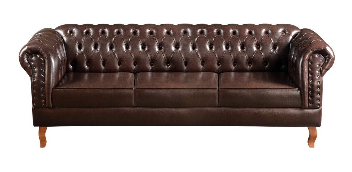 Sofá Chesterfield Dom Pedro Duque 3 Lugares - Couríssimo Marrom Café