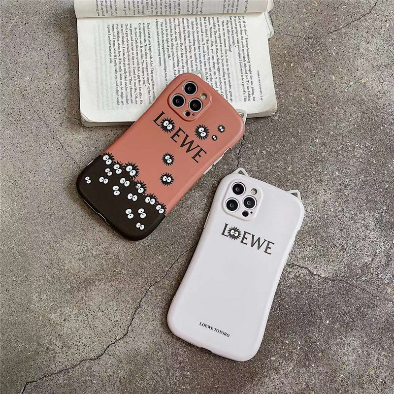 ロエベ トトロ iphone12pro max/11proケース iFace風 まっくろくろすけ loewe iphone12/xs max/10rケース おもしろ 猫耳 iphonexs/7p/8plus ケース 衝撃 に 強い かわいい