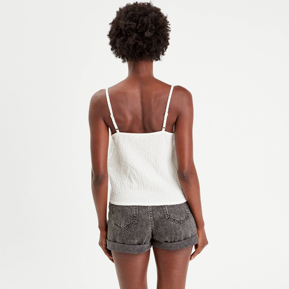 Débardeur bretelles fines ecru femme