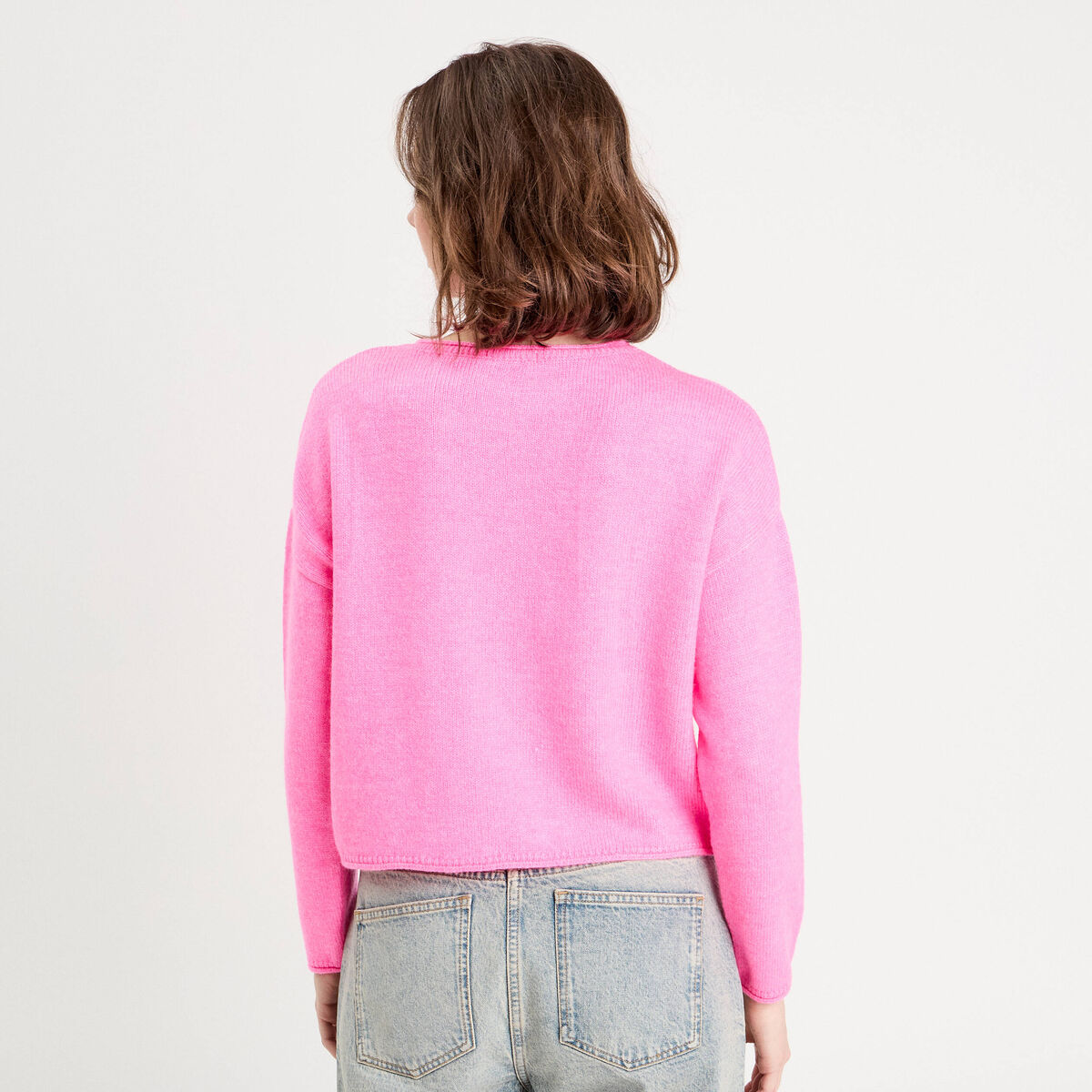 Pull manches longues rose femme