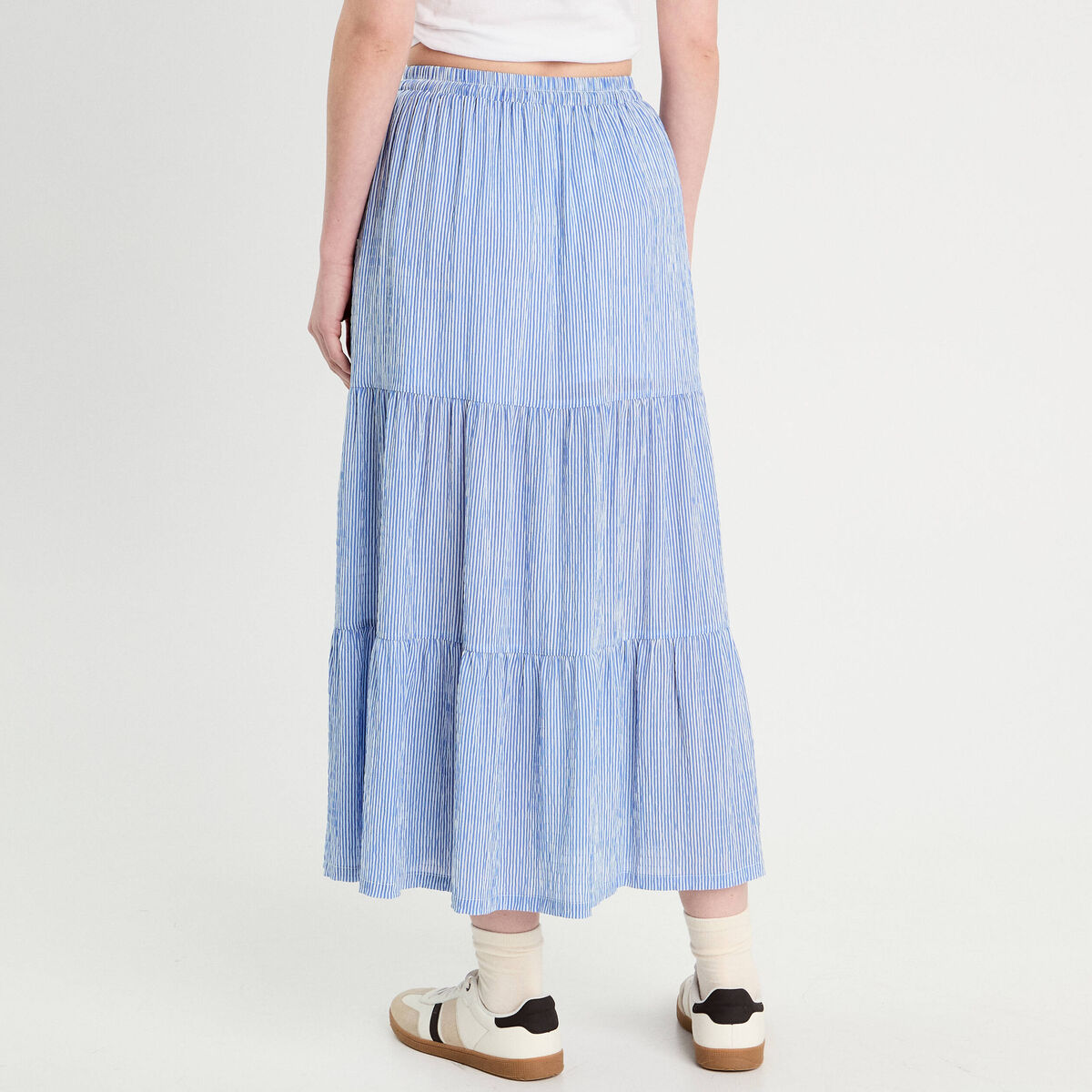 Jupe longue trapèze bleu clair femme