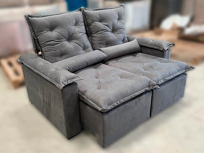 Sofá Retrátil Reclinável 1,60 m Cinza 202 Athenas