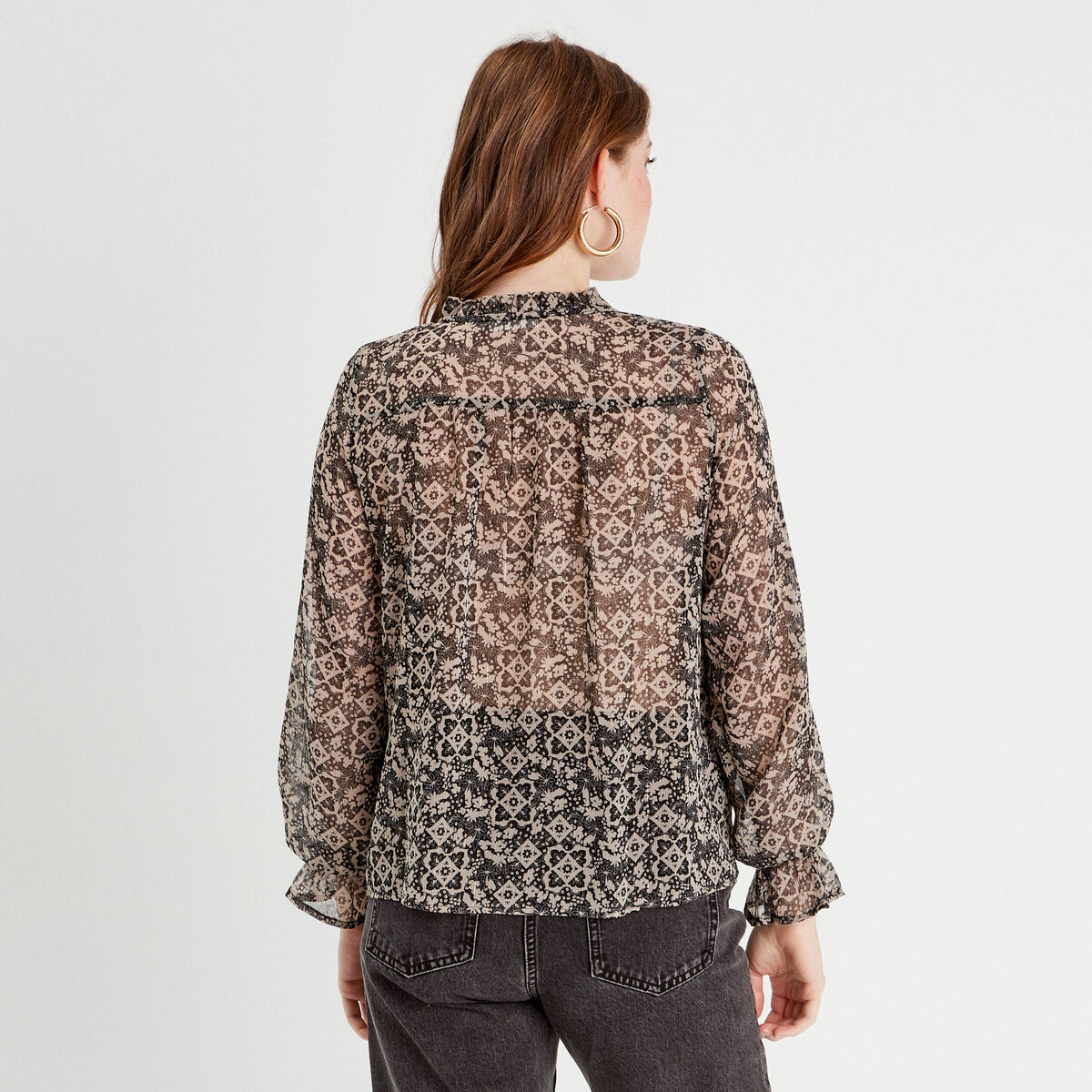 Blouse manches longues noir femme