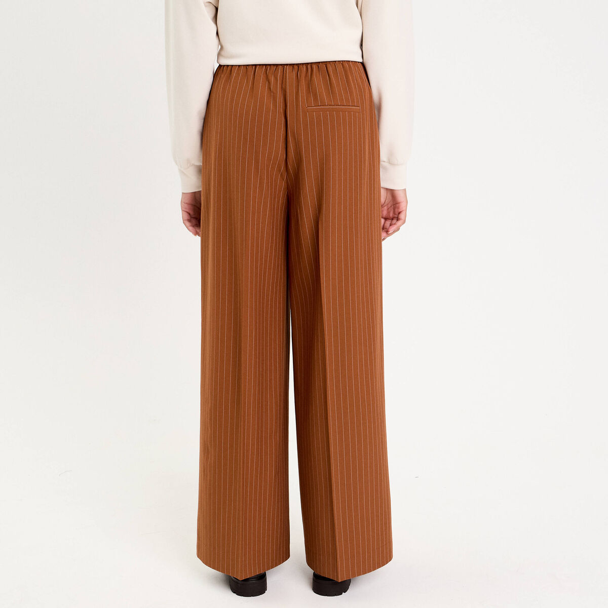 Pantalon large fluide orange foncé femme