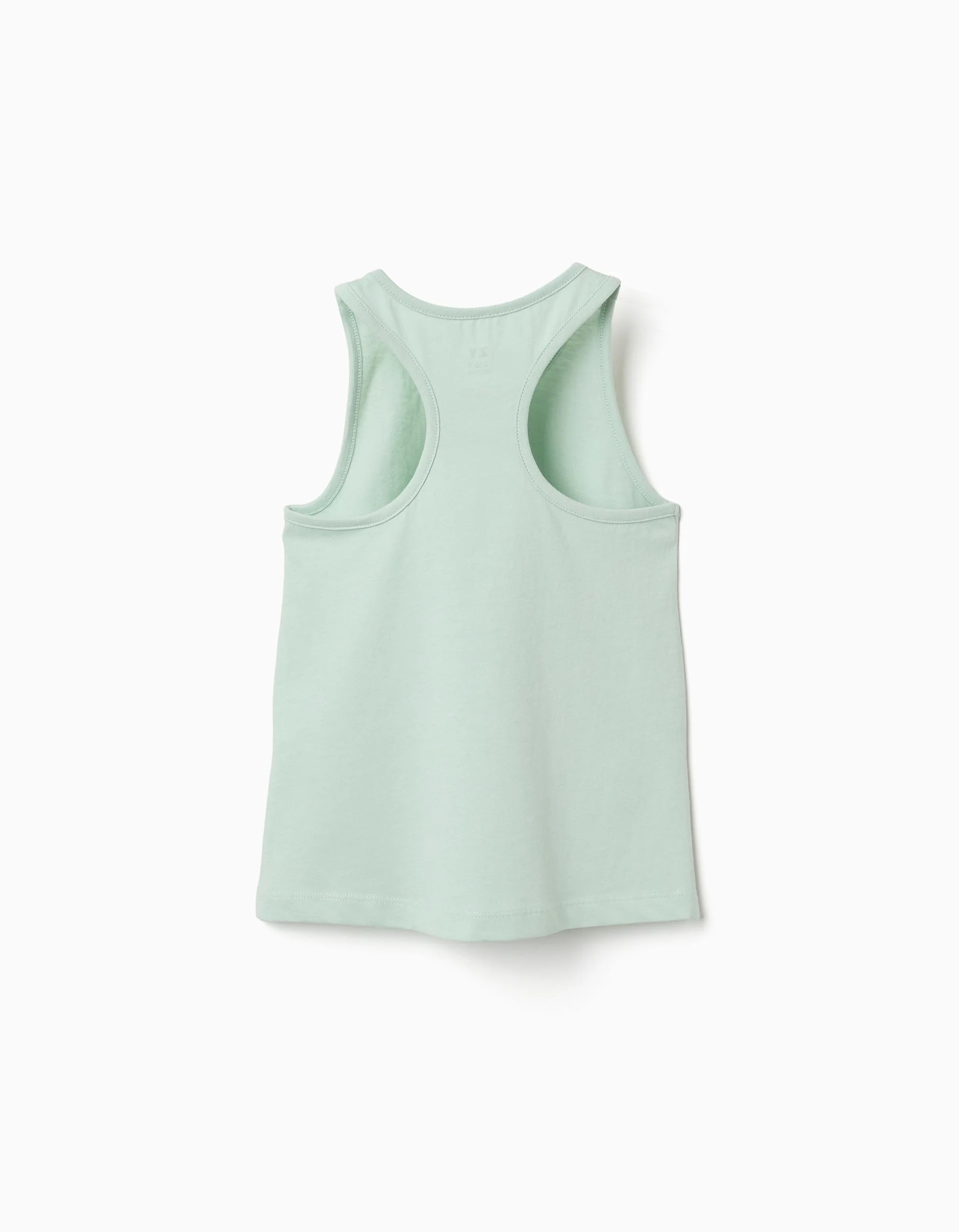 Pack of 2 cotton tank tops with beach prints for girls, white/green
