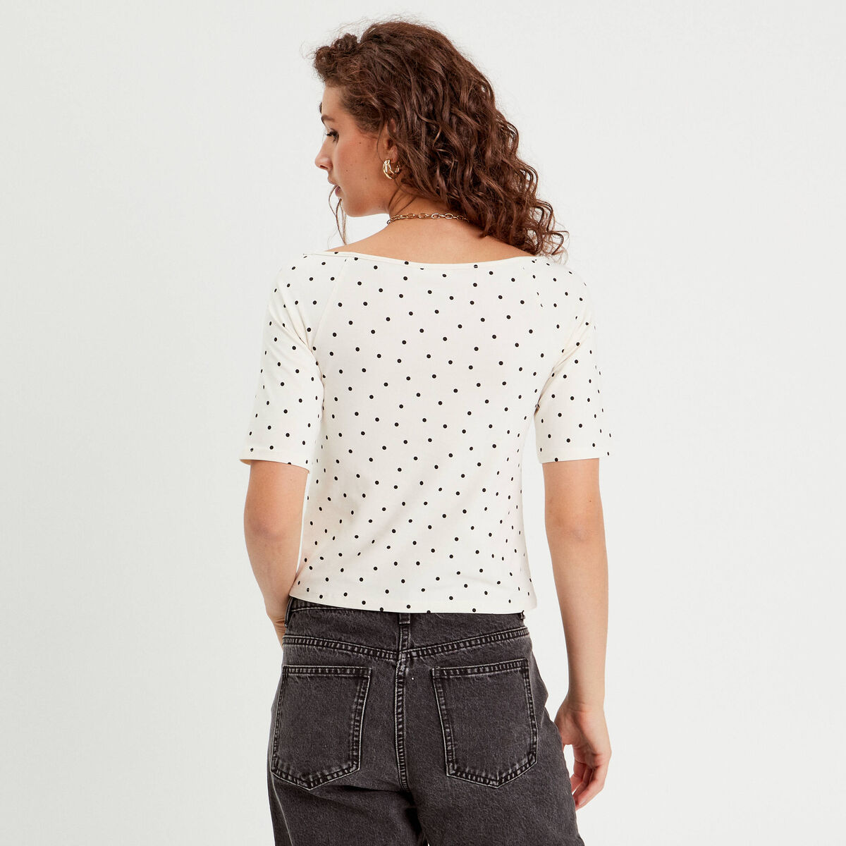 T-shirt col bateau blanc femme