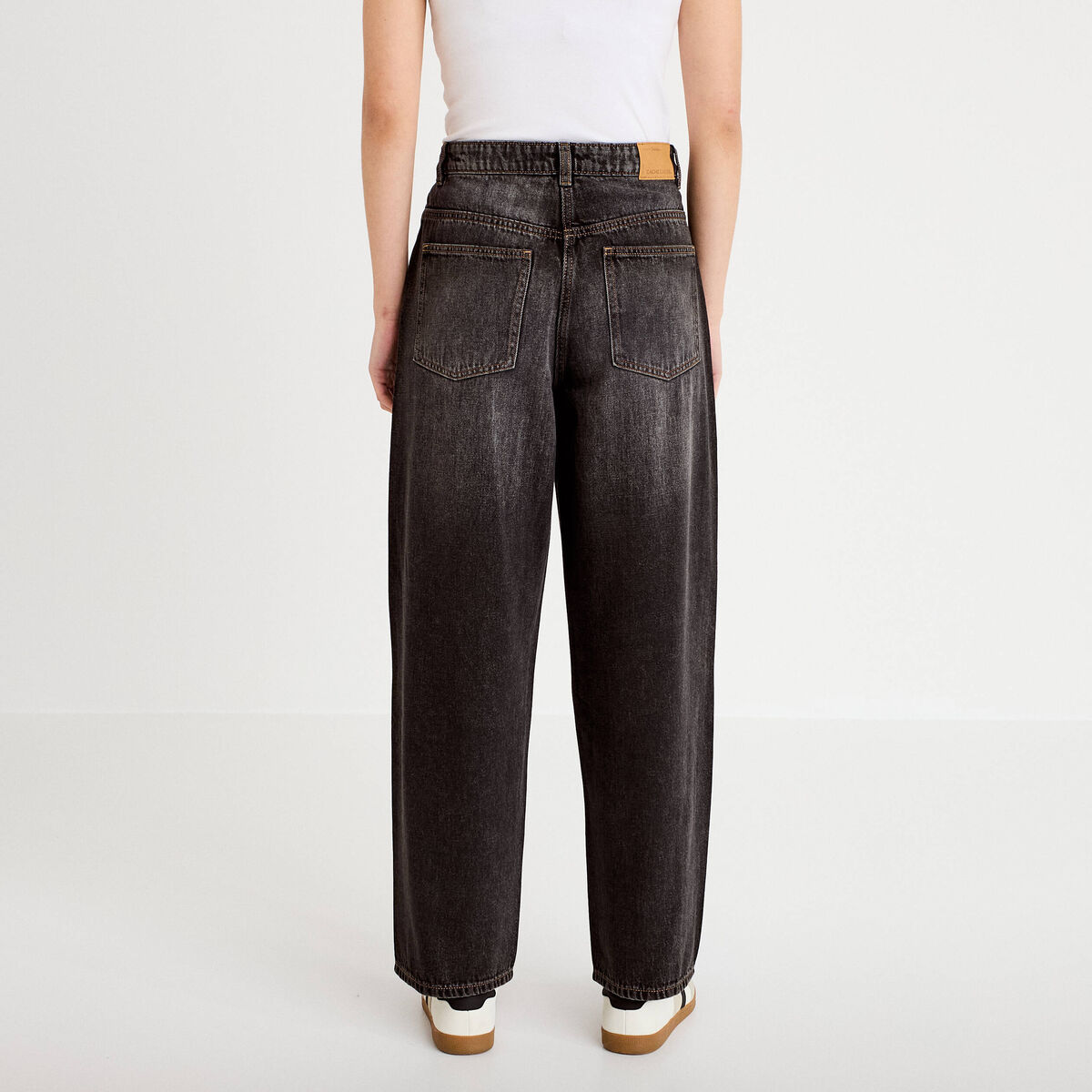 Jeans baggy taille basse denim snow noir femme