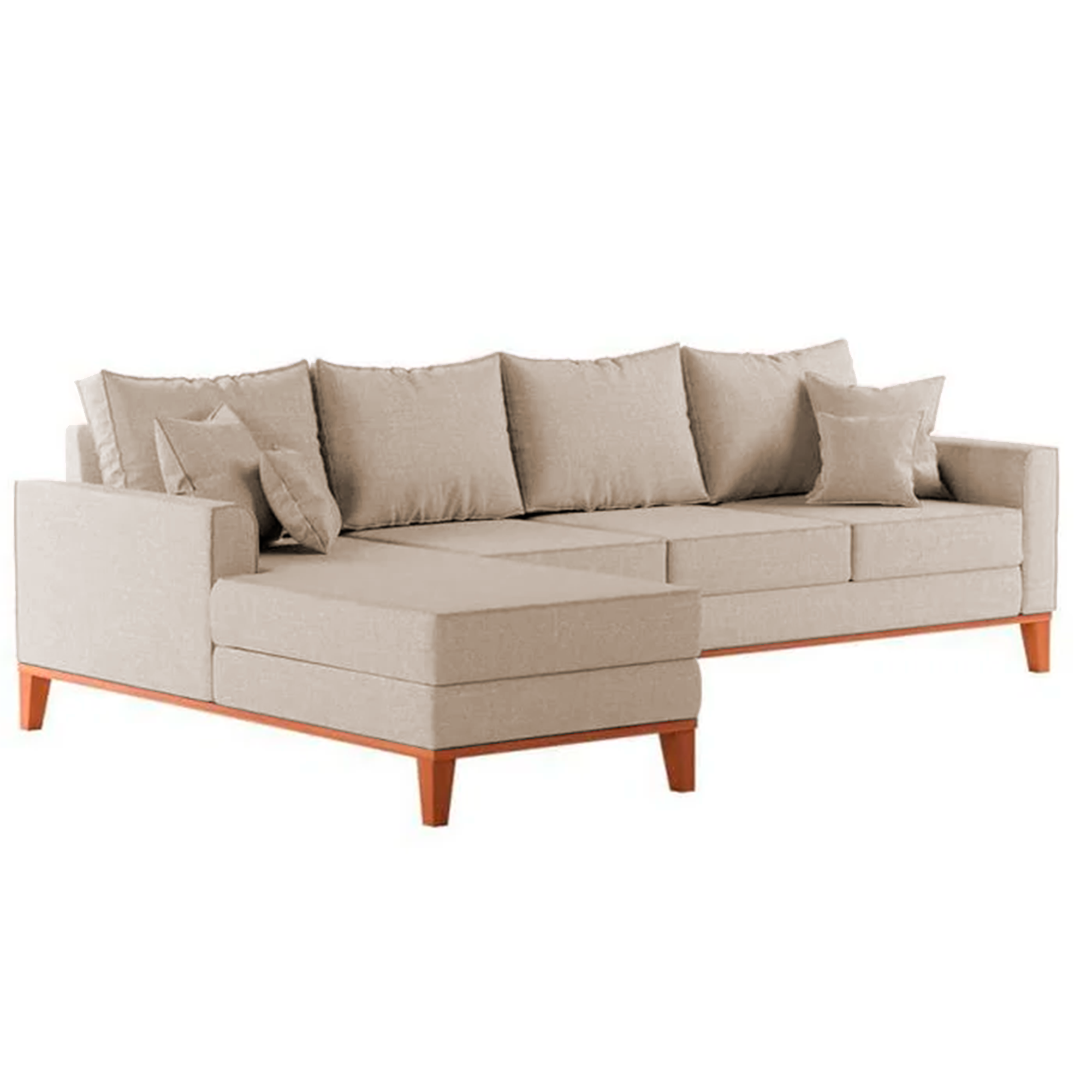 Sofá 4 Lugares Beny com Chaise Lado Esquerdo Linho Cru