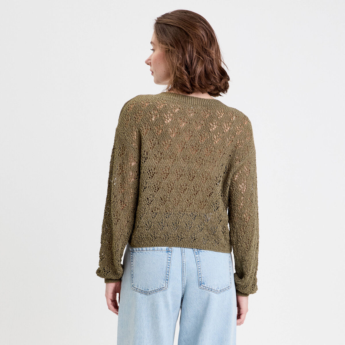 Pull manches longues vert foncé femme