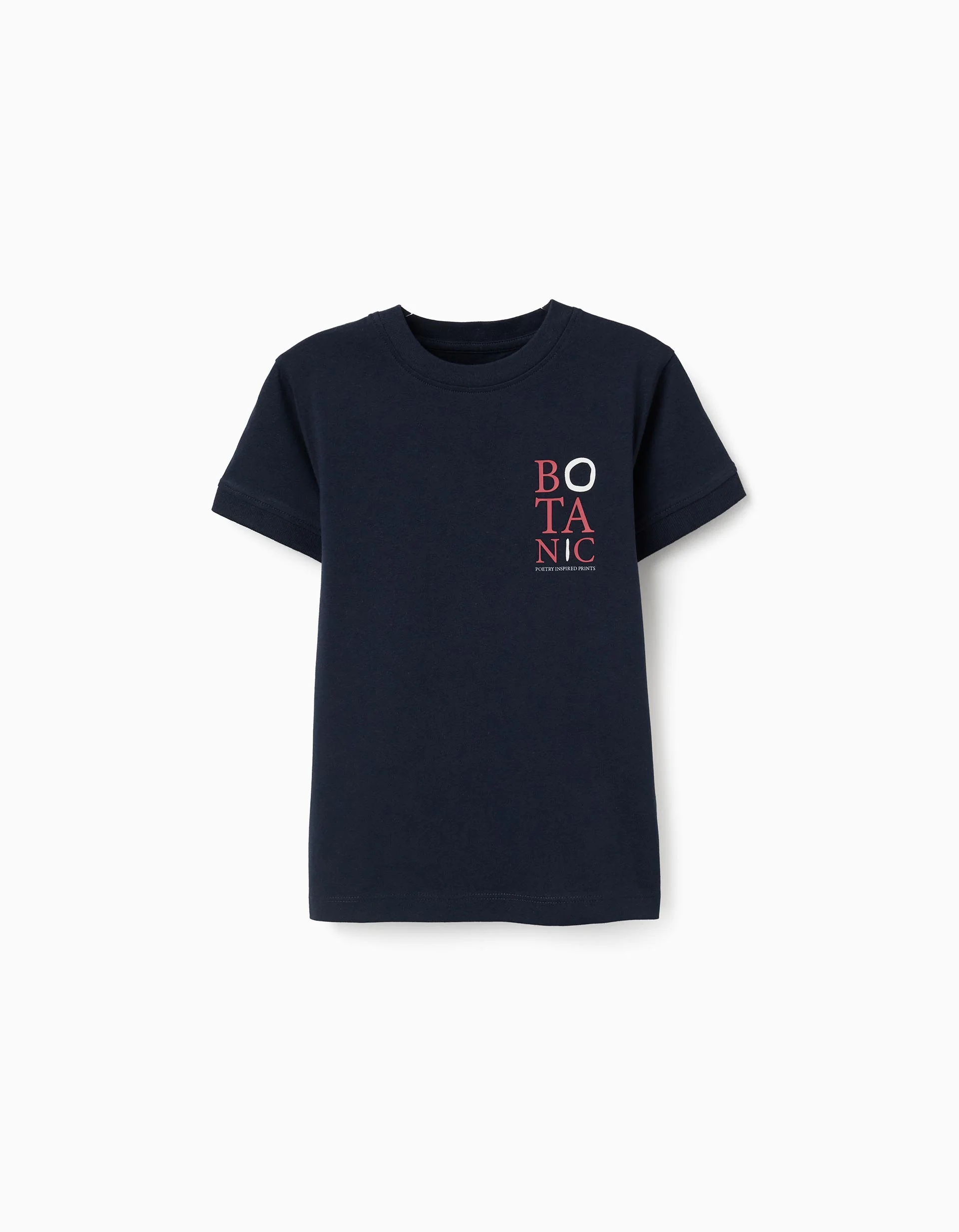 Cotton T-shirt with Botanic print for boys, dark blue