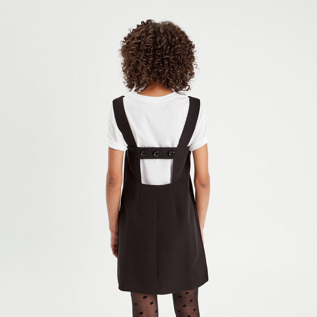 Robe chasuble évasée bretelles noir femme